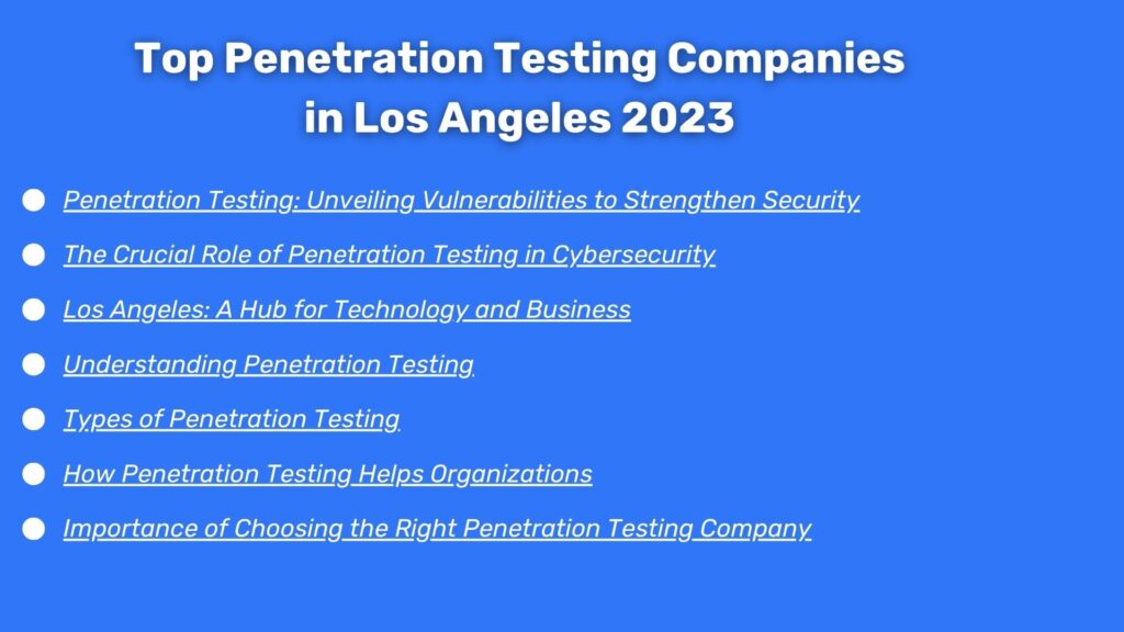 Top Penetration testing Companies in Los Angels 