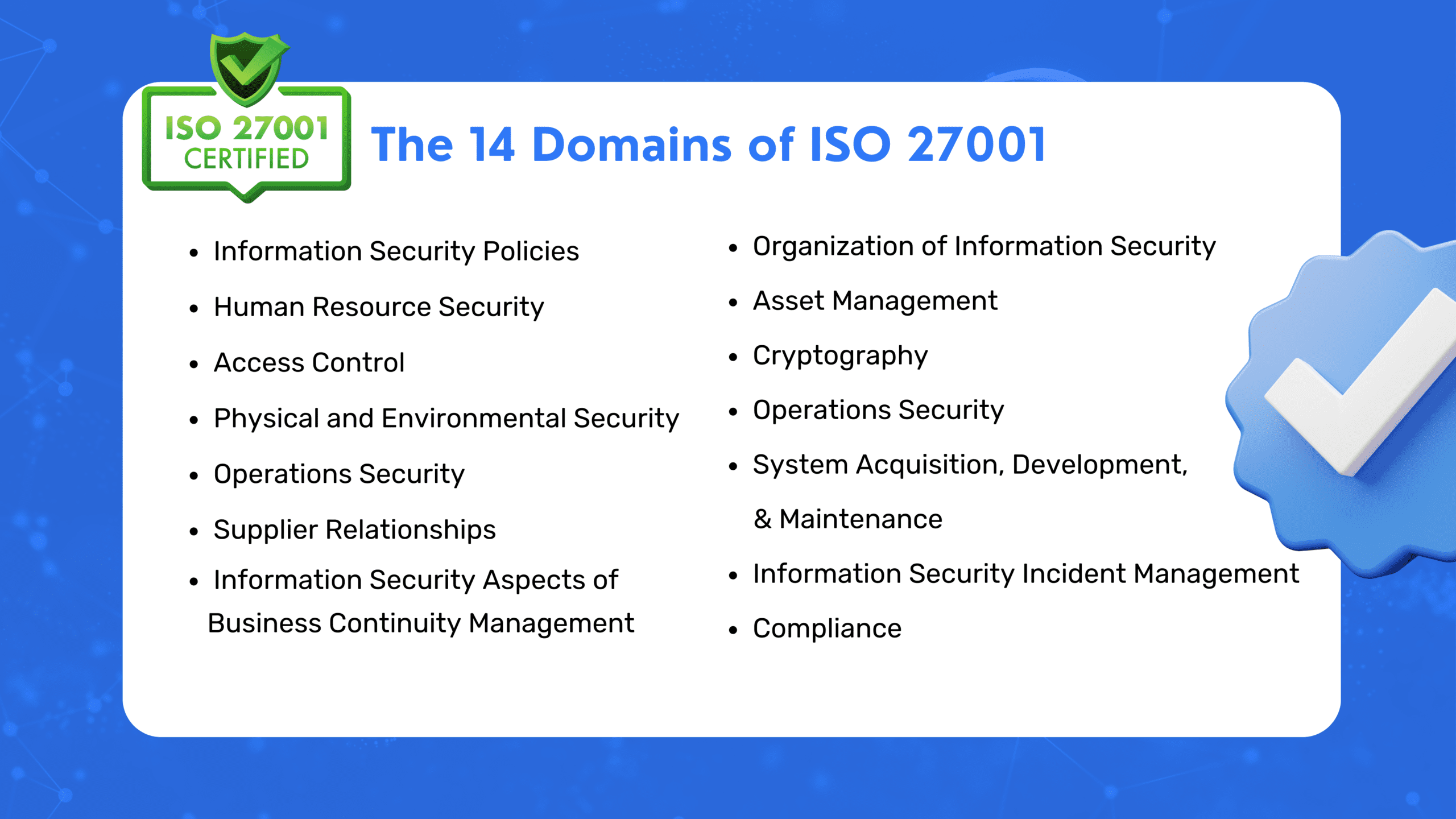 14 Domains of ISO 27001