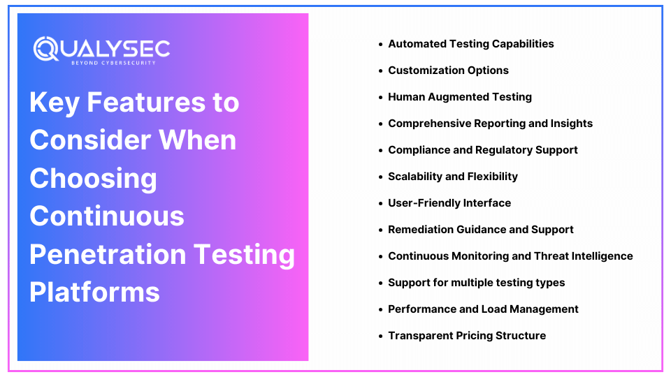 Features to Consider When Choosing Continuous Penetration Testing Platforms