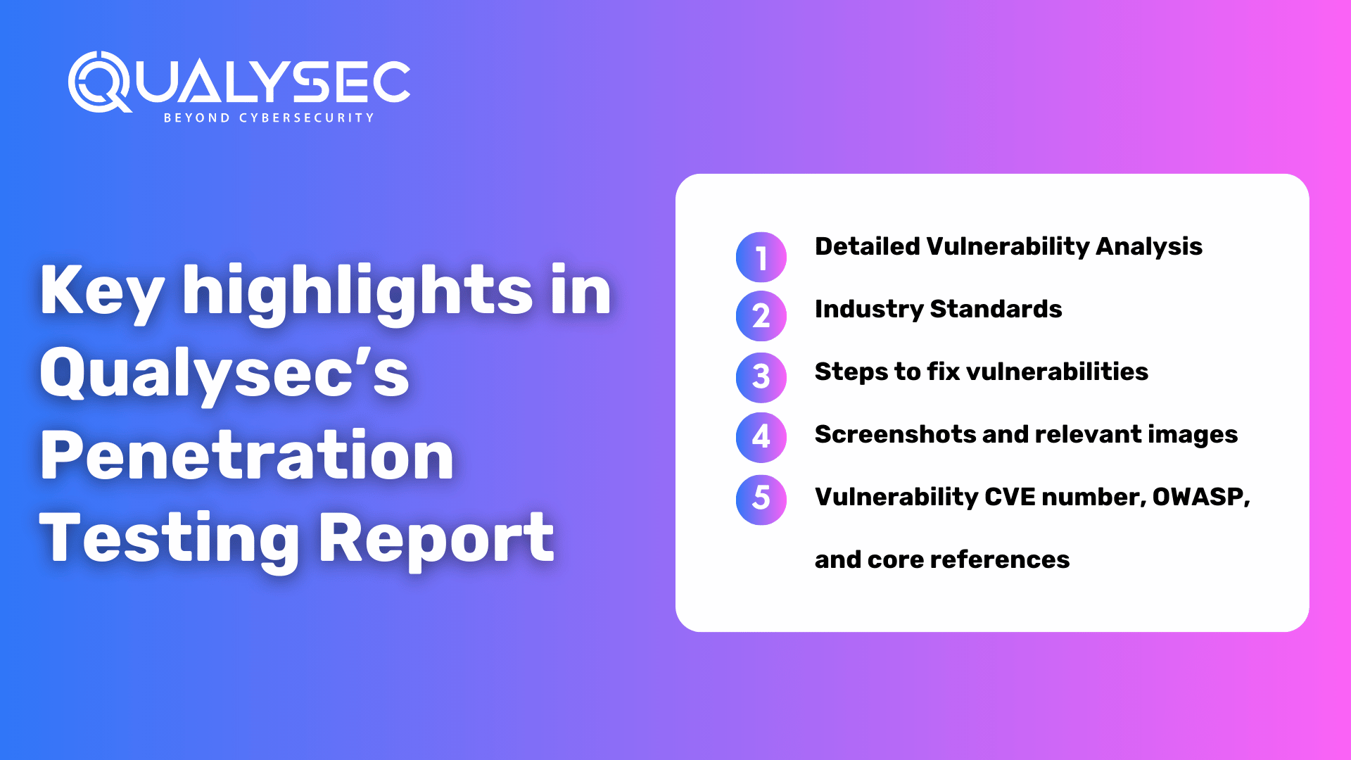 key highlights in Qualysec’s Penetration Testing Report